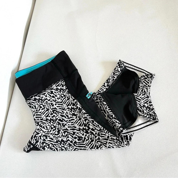 Lululemon Run Top Speed Crop Size 8 Brushed Animal Print White Black Legging - Picture 7 of 10